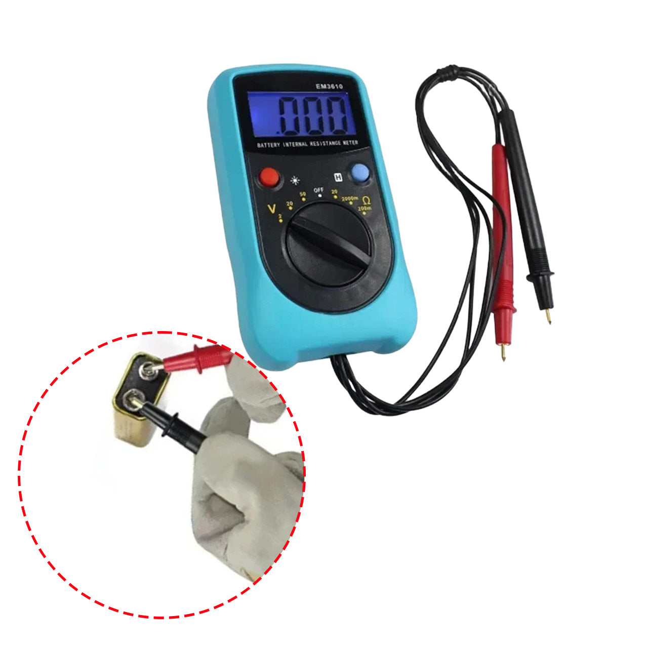 Battery Internal Resistance Voltmeter Portable Battery Internal Resistance Tester EM3610 Liquid crystal display