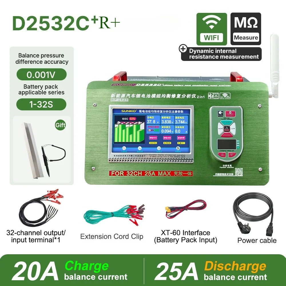 SUNKKO D2524C-R+ D2532C-R+ New Energy Vehicles Lifepo4 Lithium Ion Battery Module Equalizer Analyzer