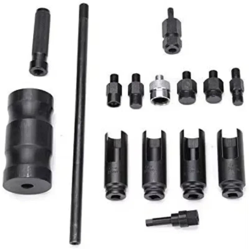 14 pcs Auto Diesel Engine Fuel Common Rail Adaptor Injector Puller Vehicle Extractor Injector Extractor Tools With Slide Hammer