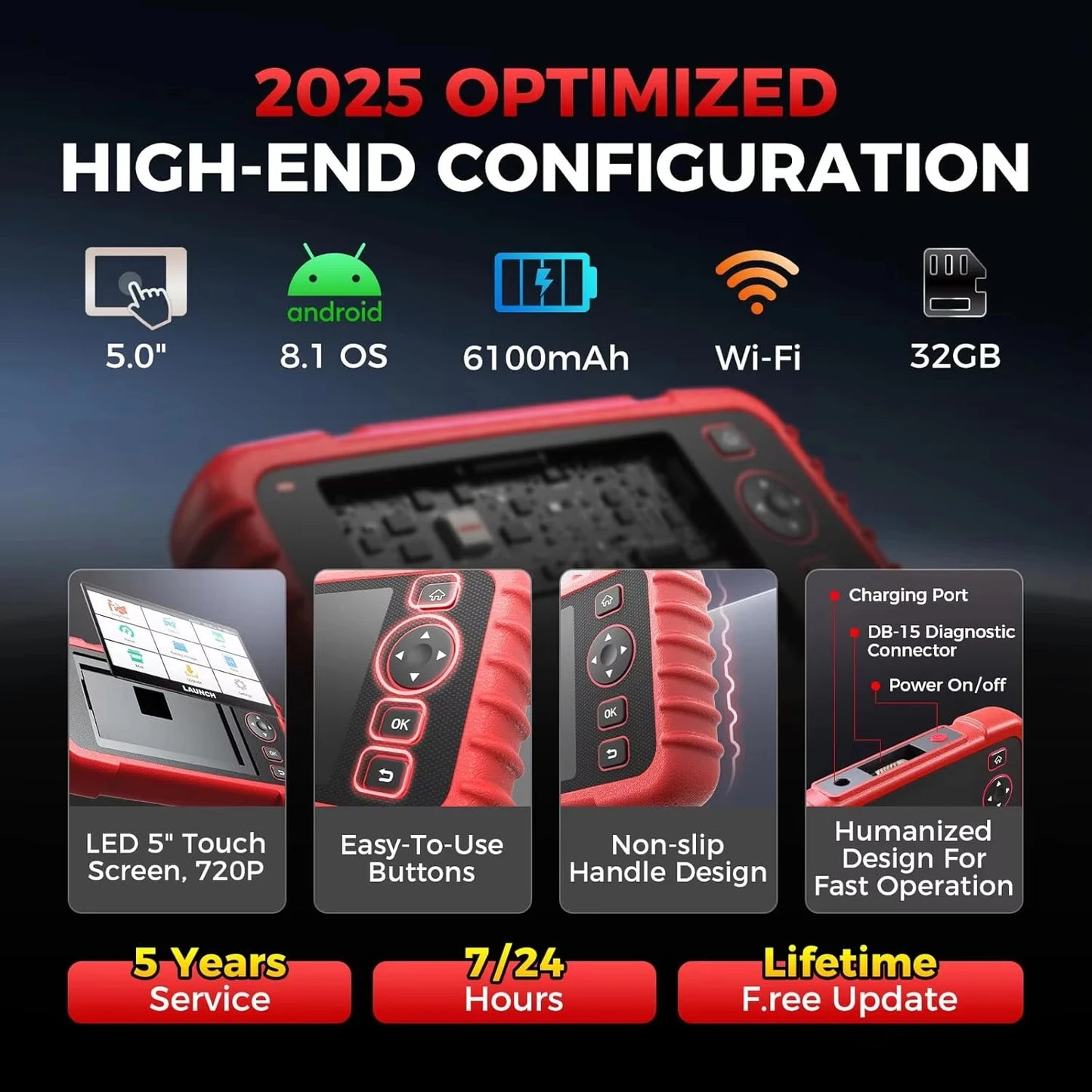 LAUNCH X431 CRP129X V3 Car OBD2 Scanner Engine Battery Test Read Clear Codes Real-Time Data Professional OBDII Diagnostic Tools