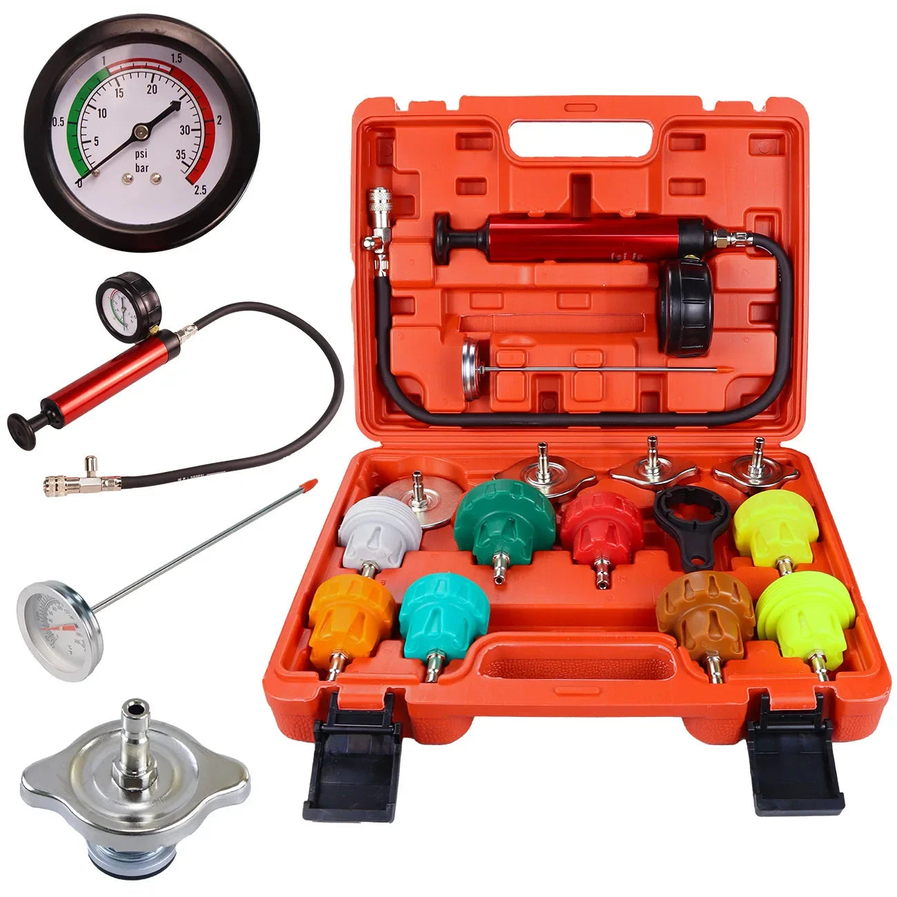 14pc Universal Car Radiator Pump Pressure Leak Tester Kit Vacuum Press ...