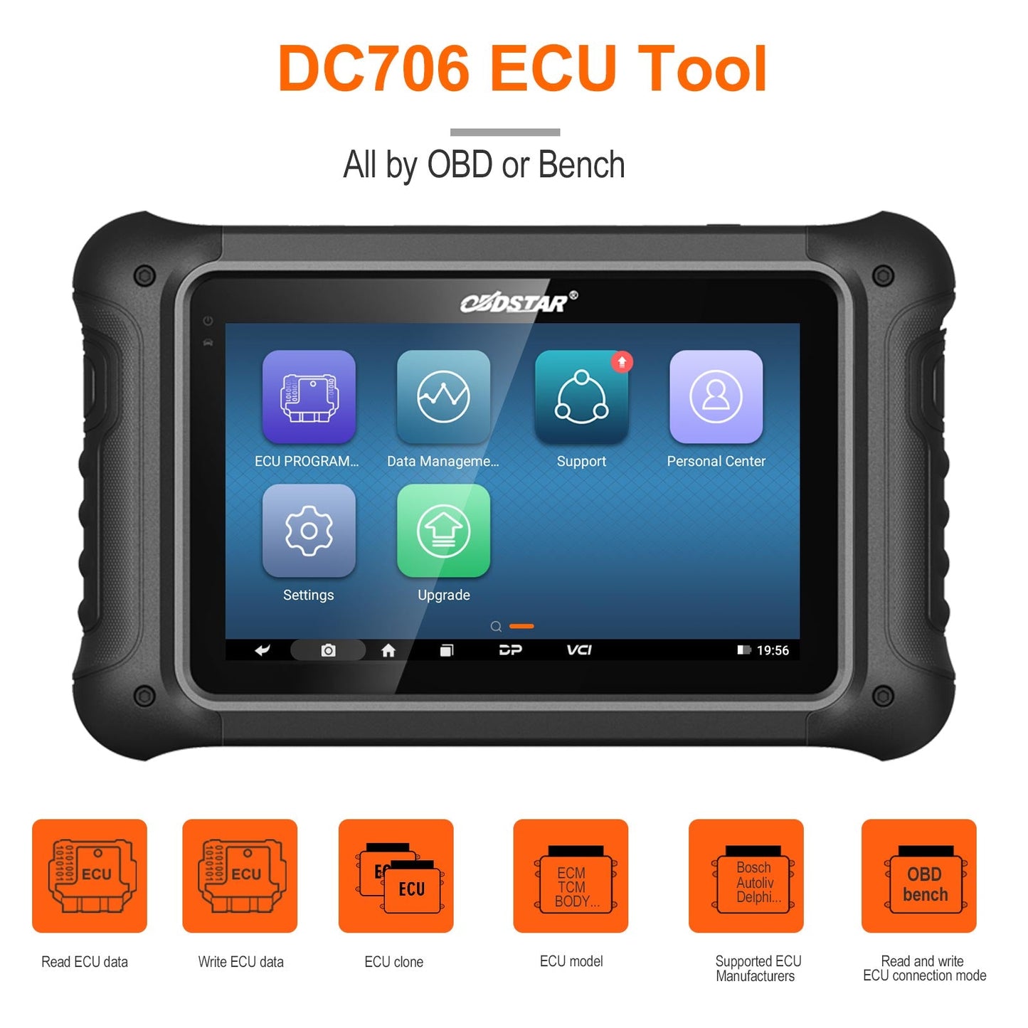 OBDSTAR DC706 ECU Tool Car and Motorcycle ECM/ TCM/ BODY Clone by OBD or BENCH for VGS4