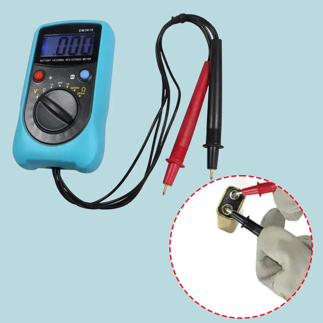 Battery Internal Resistance Voltmeter Portable Battery Internal Resistance Tester EM3610 Liquid crystal display