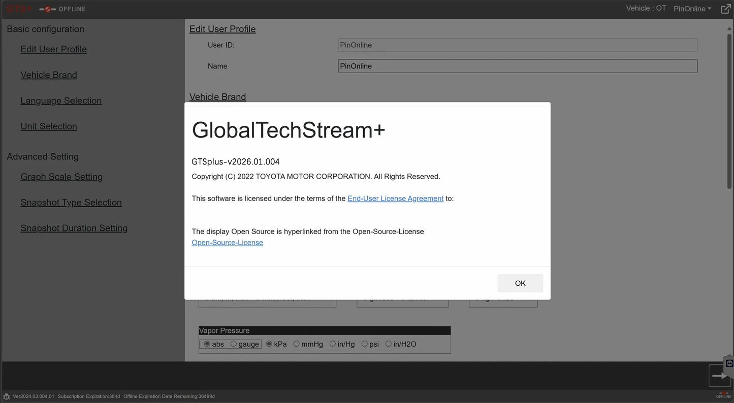 Cars GTS+ Global Techstream+ V2026.01.004 One Year for Toyota/Lexus Update of Techstream V18.00.008 Diagnostic work with J2534