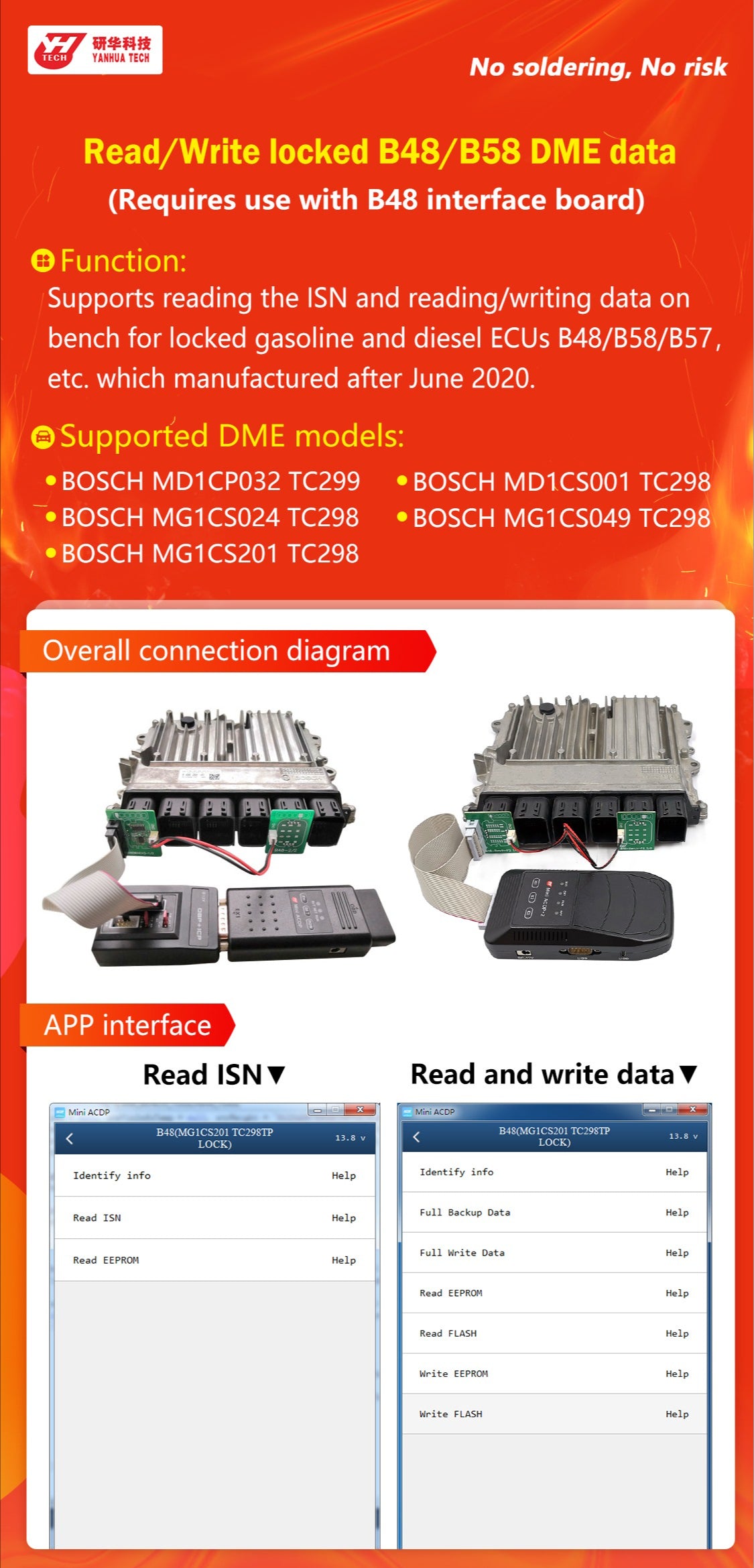 YANHUA Read/Write locked B48/B58 DME data Authorization A520(Not including integrated interface board)