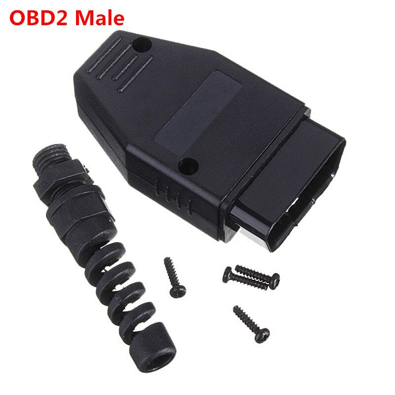 OBD2 16Pin Male Plug Connector  ELM327 Extension Adapter OBD Cable OBDII EOBD ODB2 16 Pin OBD 2 Adaptor Opening Female Cable
