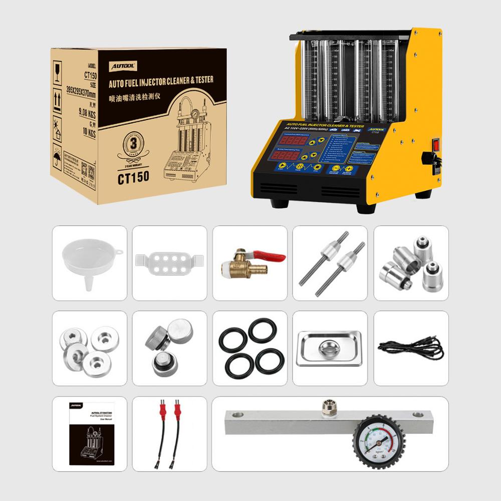 AUTOOL CT150 Injector Ultrasonic Cleaner & Tester With 4 Cylinders Tool
