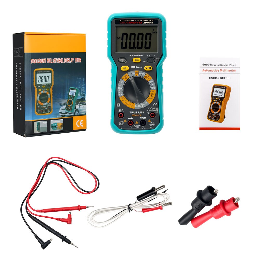 OBDEMOTO 2900A/MST-2900A smart car digital multimeter with programmatic control, digital precision safe and reliable