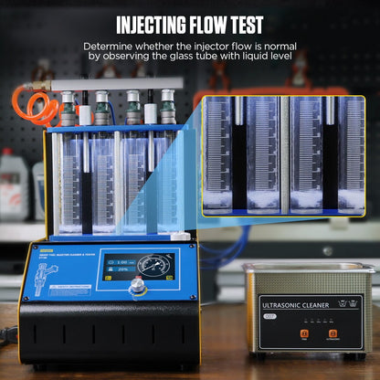 AUTOOL CT180 Intelligent Upgrade Fuel Injector Tester Cleaning Machine Injector Ultrasonic Cleaner 4-Cylinders