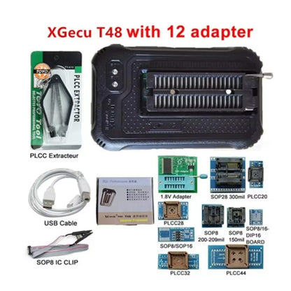 Original XGECU T48 Updated TL866II Plus Universal High Speed USB Programmer High Performance 100%+ 4/5/12/17/30pcs Adapters