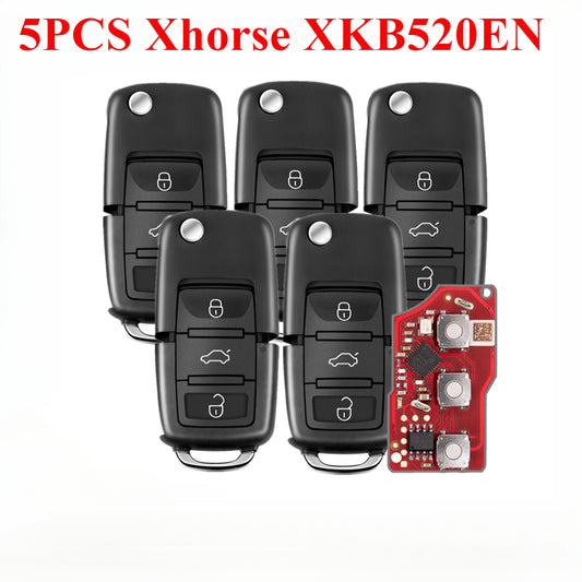 5PCS Xhorse XKB520EN B5 Second Generation Wire Remote Key, Supports Wireless Programming for VVDI VVDI2