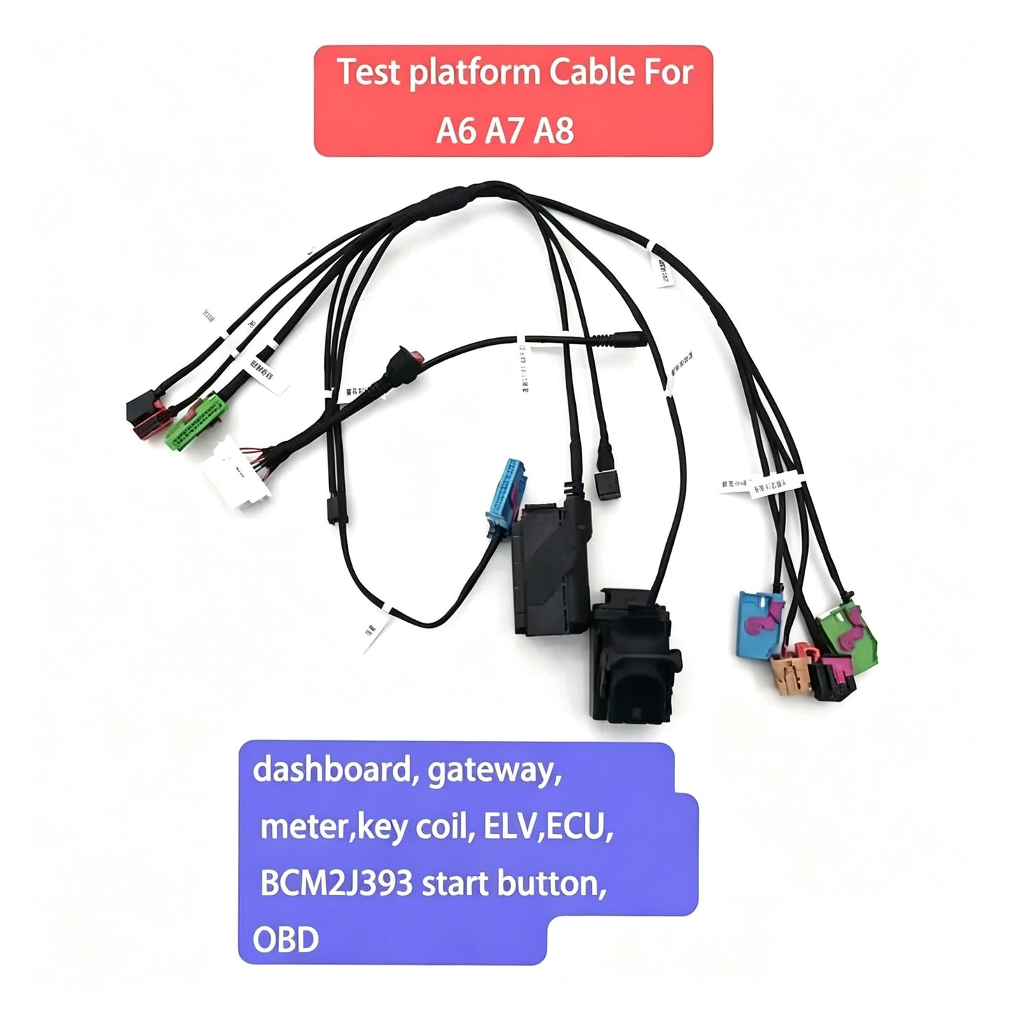 ELV Test Platform Cable For Audi A6 A7 A8 With Key Coil Dashboard Connector BCM2J393