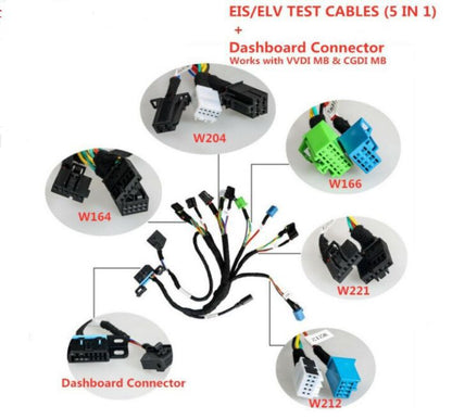 Cable Test Cables + MOE001 Dashboard Connector 5 In 1 EIS ELV BENZ Cable Work With VVDI MB BGA Tool Works  BENZ EIS/ESL