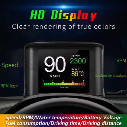 P10 OBD2 HUD Car Head-up Display TFT LCD Digital Speedometer Auto On-board Computer With Fuel Consumption Water Temperature