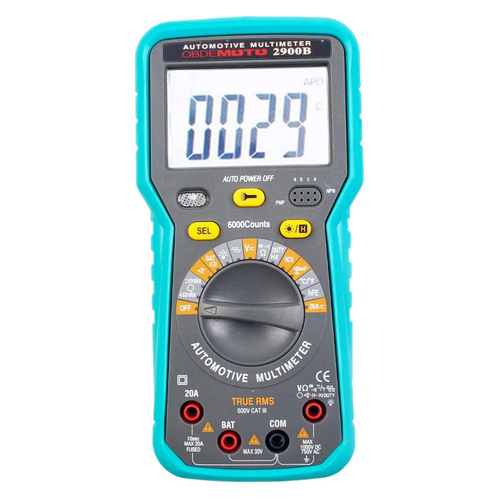 OBDEMOTO-2900B/MST-2900B Digital Automotive Car Multimeter 6000 Counts TRMS AC/DC Volt Amp Ohm Dwell Angle Rotational Speed