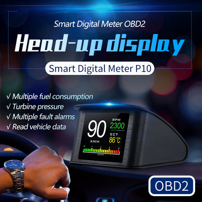 P10 OBD2 HUD Car Head-up Display TFT LCD Digital Speedometer Auto On-board Computer With Fuel Consumption Water Temperature