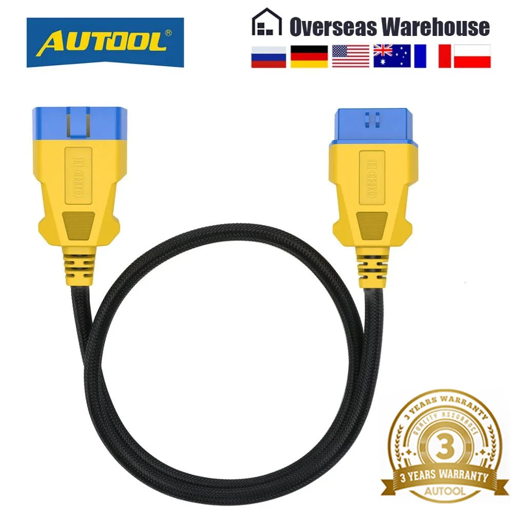 AUTOOL 100CM Car OBDII Extension Cable 16 Pin Male To Female OBD2 Connector 16Pin Diagnostic Tool ELM327 OBD2 Extended Adapter