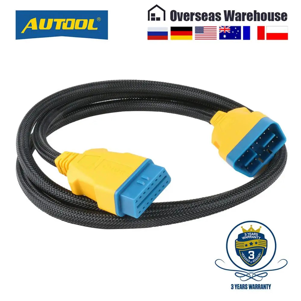 AUTOOL 150CM Car OBD II OBD2 16 Pin Male to Female Extension Cable Car Diagnostic Extender Cord Adapter for Pro3/Launch/ELM327