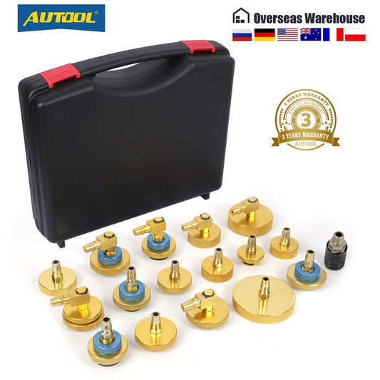 AUTOOL 17pcs Pulsating Brake Oil Exchanger Connector Car Brake Extractor Oil Pump  Connector for Toyota Tesla Benz BMW Audi