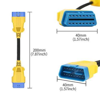 AUTOOL 20CM Car OBD2 Reinforced Nylon Extension Cord Male to Female Cable for Launch Easydiag/THINKDIAG/THINKDRIVER/ELM327 Cable