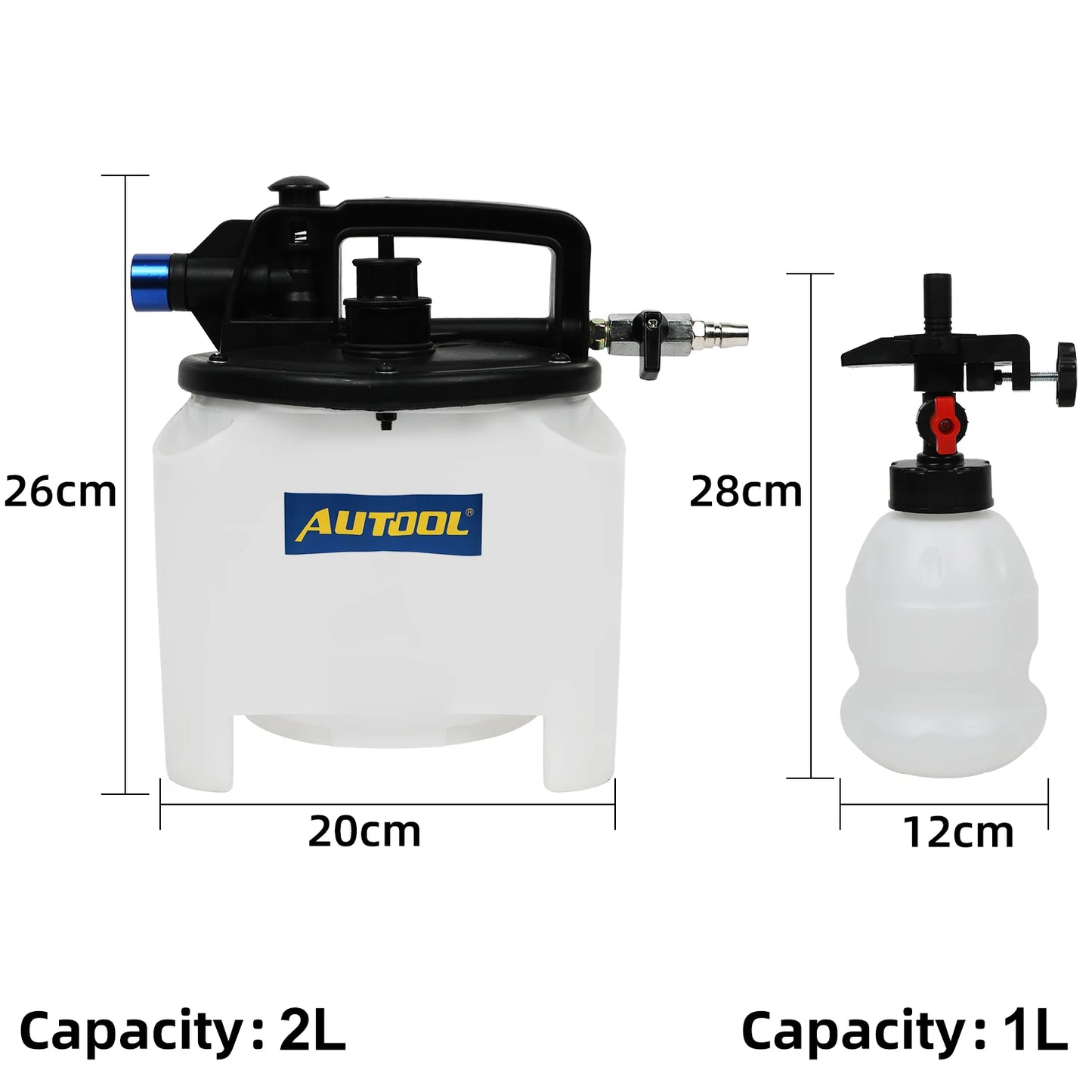 AUTOOL 2L Car Brake Bleeder Pumping Fluid Pump Kit Oil Change Machine Purge Tank Tubes Repair Tools with with 1L Reservoir