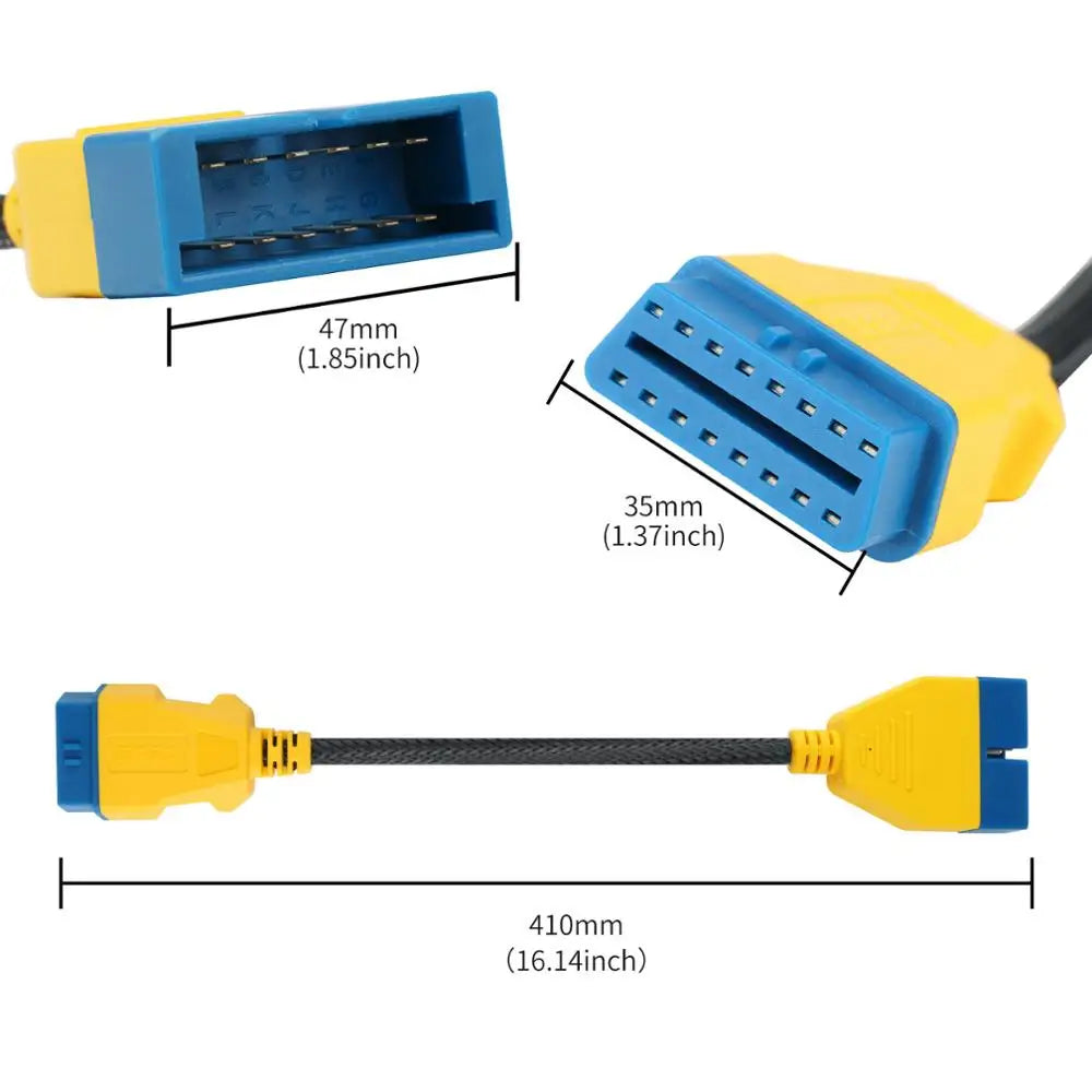 AUTOOL 41CM OBD2 Extension Cable Connector for GM12pin OBD2 Adapter Wire Nylon OBDII Male to Female Extension Cord