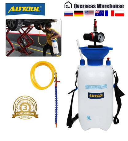 AUTOOL 5L Oil Fluid Filling Equipment Kit Oil Fluid Extractor Filling Syringe Bottle  Transfer for Car Truck & Pressure Gauge