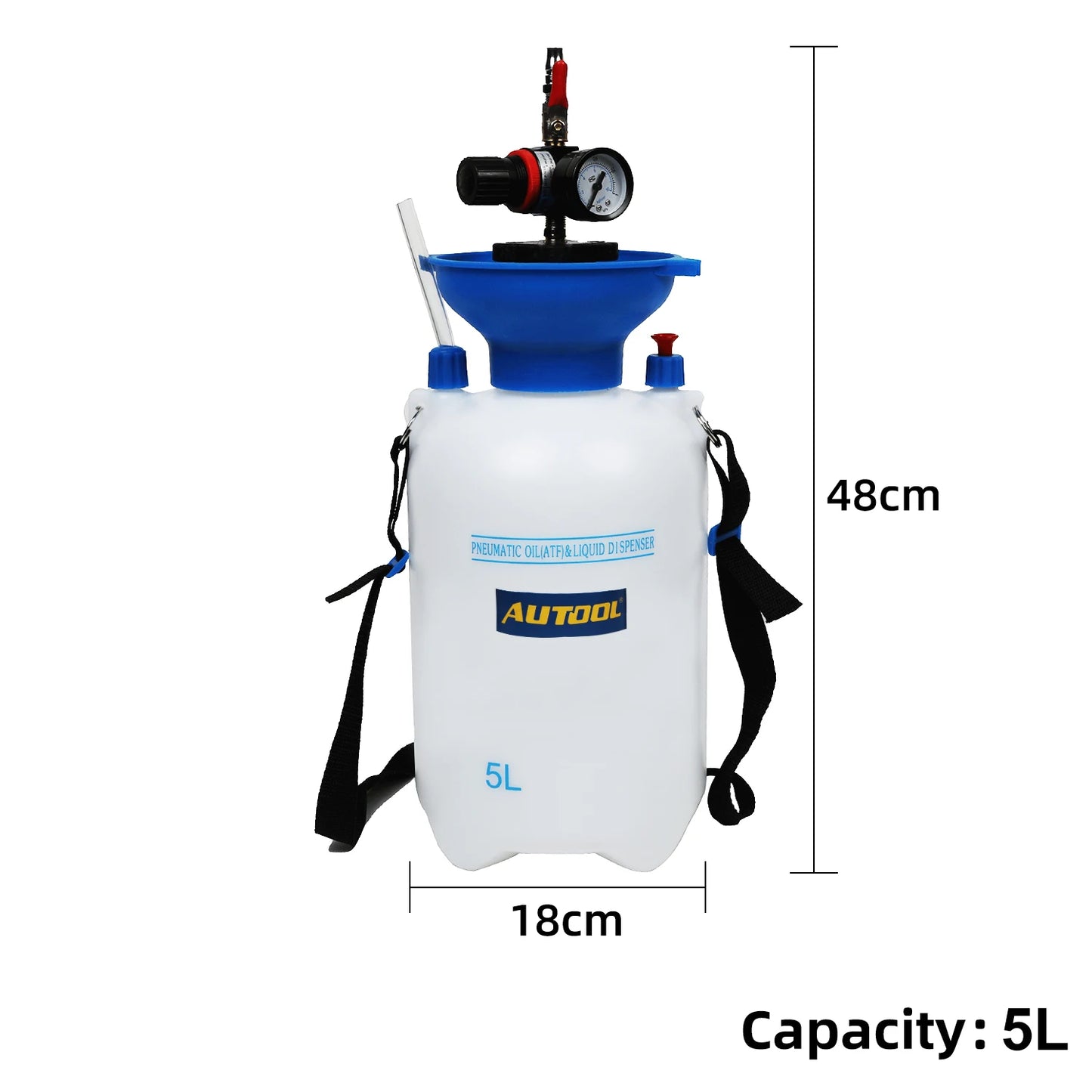 AUTOOL 5L Oil Fluid Filling Equipment Kit Oil Fluid Extractor Filling Syringe Bottle  Transfer for Car Truck & Pressure Gauge