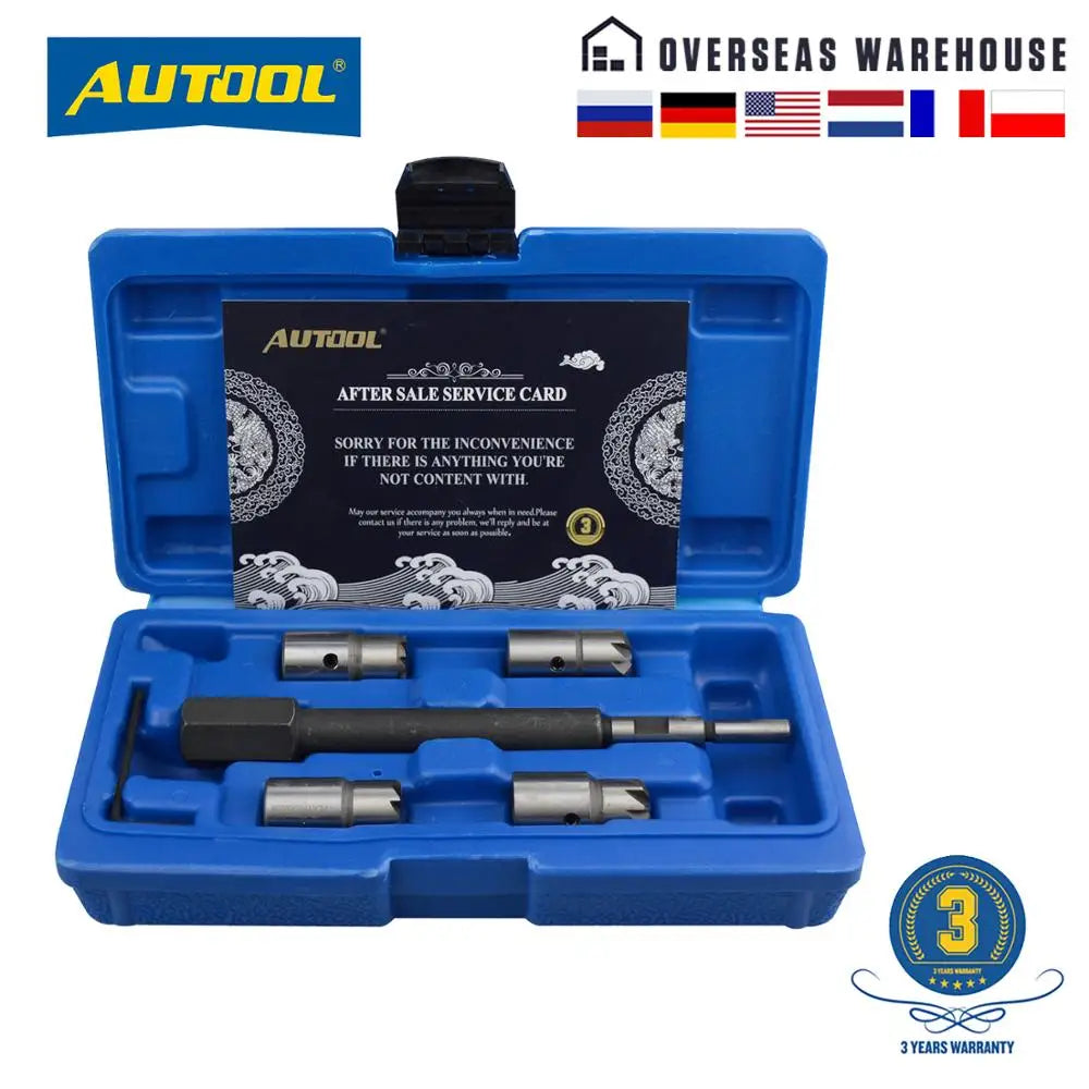 AUTOOL 5pcs Diesel Fuel Injector Seat Cleaning Kit Diesel Nozzle Ream ...