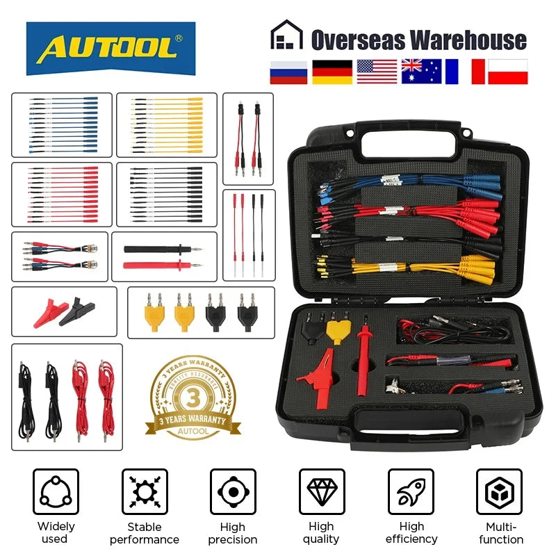 AUTOOL 68PCS Test Lead Kit Banana Plug To Test Hook Cable Replaceable Multimeter Probe Test Wire Probe Alligator Clip