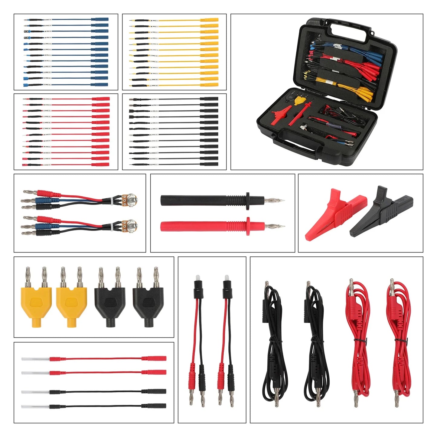 AUTOOL 68PCS Test Lead Kit Banana Plug To Test Hook Cable Replaceable Multimeter Probe Test Wire Probe Alligator Clip