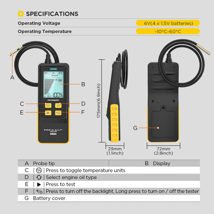 AUTOOL AS503 Engine Oil Tester with Digital Display for Auto Check Gasoline & Diesel Car Engine POA Oil Quality Repair Tools