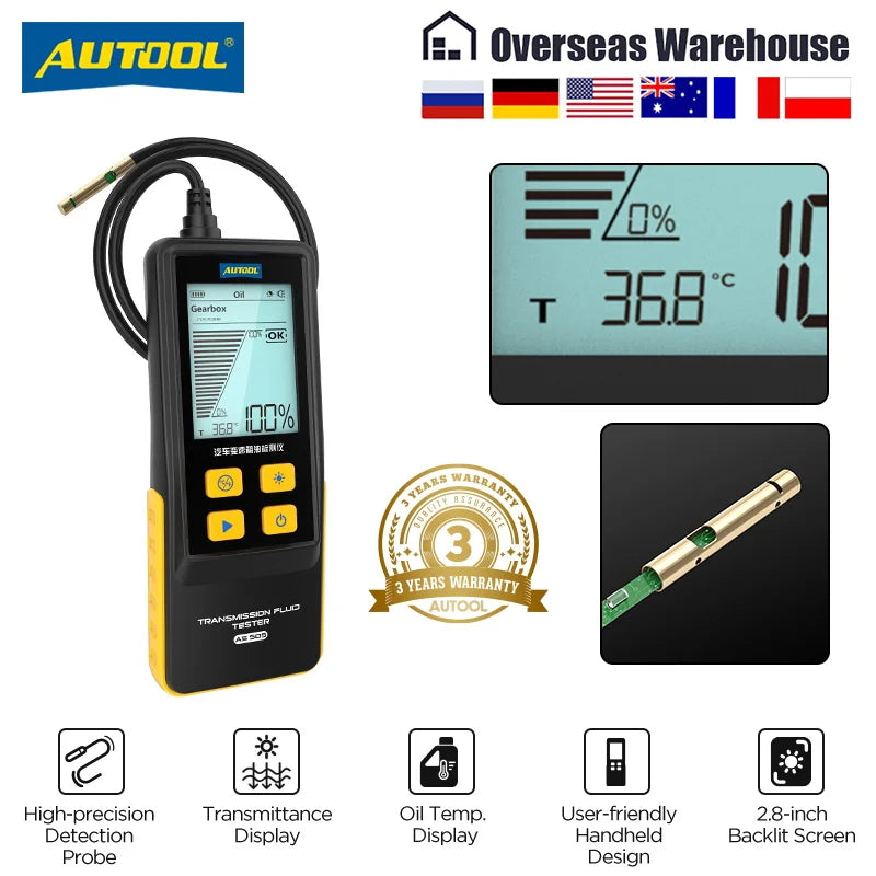 AUTOOL AS505 ATF Exchanger Transmission Oil Tester Digital Display for Gasoline & Diesel Car Engine Transmission Repair Tools