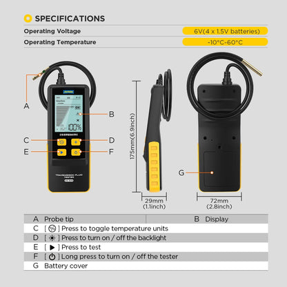 AUTOOL AS505 ATF Exchanger Transmission Oil Tester Digital Display for Gasoline & Diesel Car Engine Transmission Repair Tools