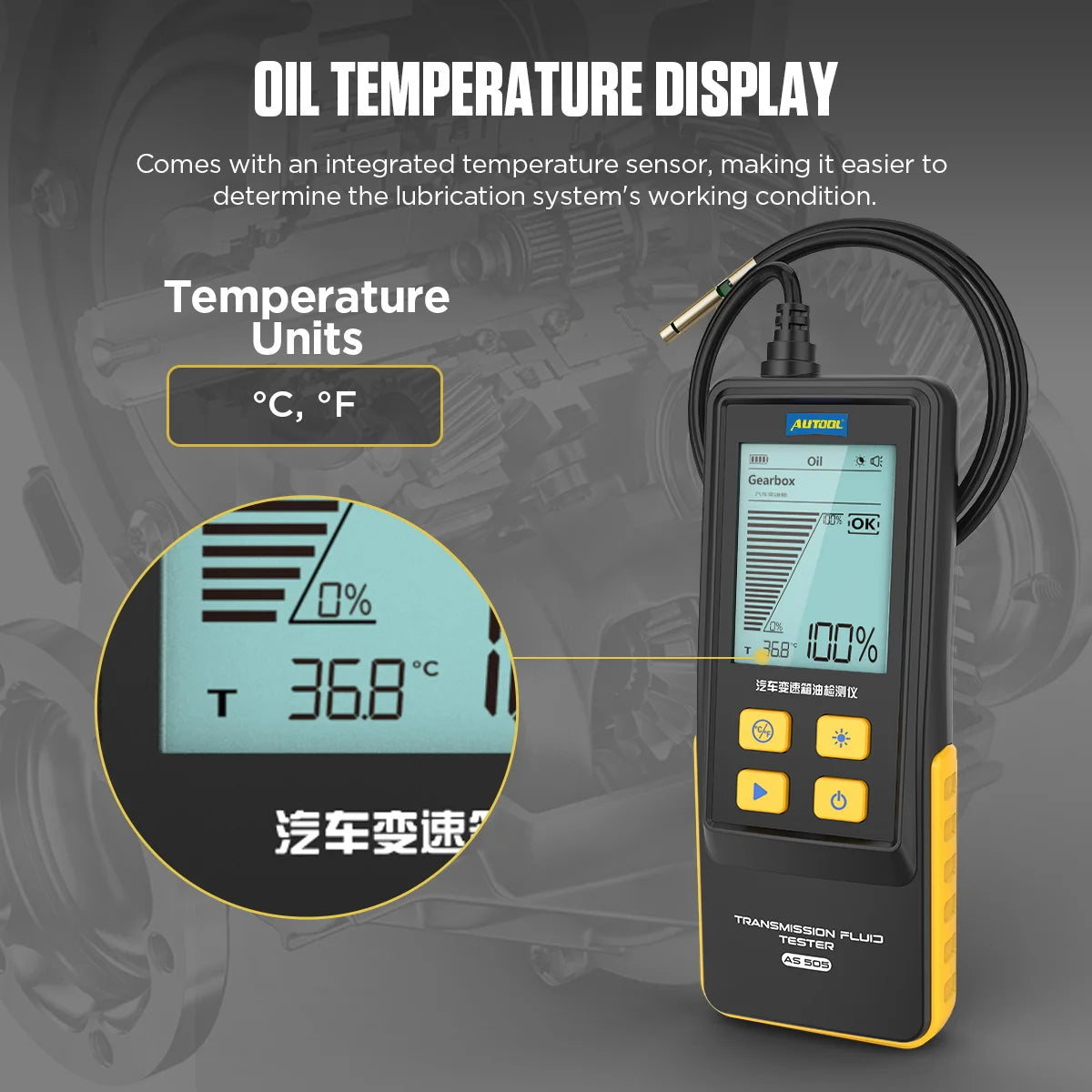 AUTOOL AS505 ATF Exchanger Transmission Oil Tester Digital Display for Gasoline & Diesel Car Engine Transmission Repair Tools