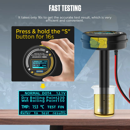 AUTOOL AS506 Brake Fluid Tester 12/24V Automotive Brake Oil Tester Compatible for DOT3/DOT4/DOT5.1/ENV4/ENV6 ATE/TRW/BOSCH/MOBIL