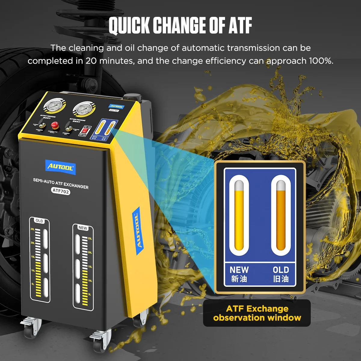 AUTOOL ATF702 ATF Exchanger Transmission Oil Change Machine Transmission Oil Filling & Outing Tool for Gasoline & Diesel Vehicle