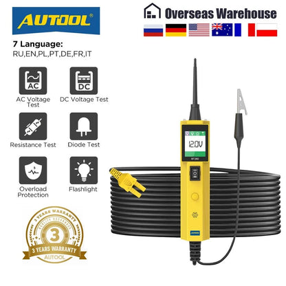 AUTOOL BT260 Car Electrical Circuit Tester Power Probe Automotive Scanner Auto LED Display Voltage Digital Diagnostic Tool pb100