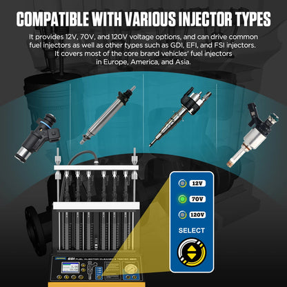 AUTOOL CT500 GDI EFI FEI Piezoelectric Fuel Injectors Cleaner & Tester Machine 6-Cylinder Fuel Injector Cleaner Tester 110V-230V