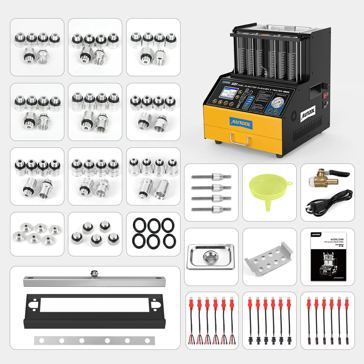 AUTOOL CT500 GDI EFI FEI Piezoelectric Fuel Injectors Cleaner & Tester Machine 6-Cylinder Fuel Injector Cleaner Tester 110V-230V