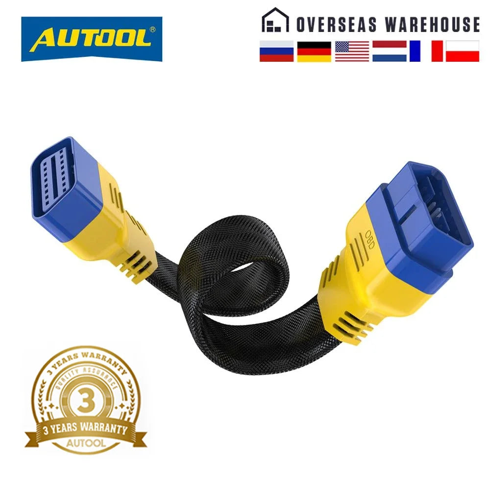 AUTOOL Car OBD2 II Enhanced Flexible Extension Male to Female Cable for Launch Easydiag/THINKDIAG/THINKDRIVER/ELM327 OBDII Cable