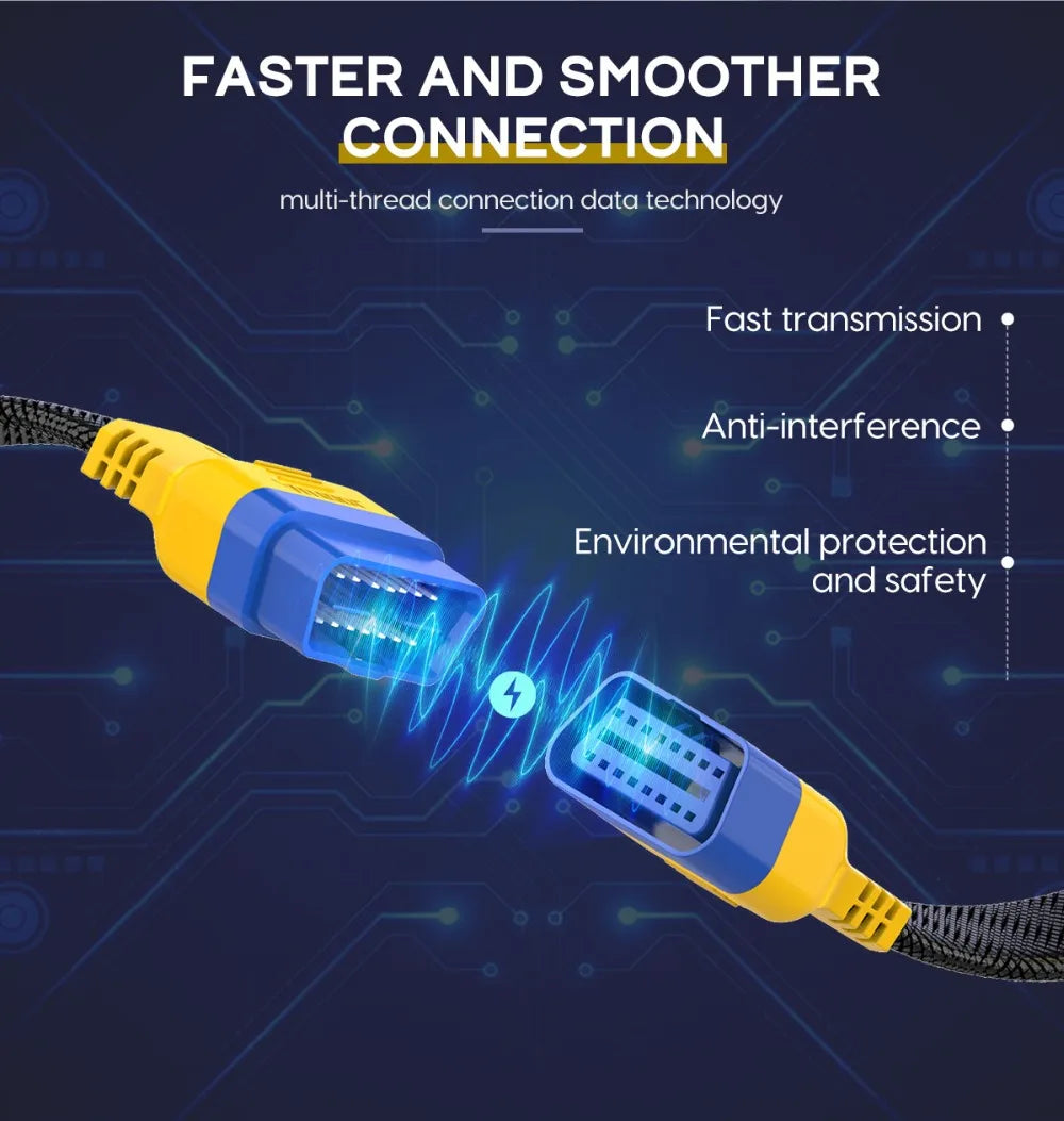 AUTOOL Car OBD2 II Enhanced Flexible Extension Male to Female Cable for Launch Easydiag/THINKDIAG/THINKDRIVER/ELM327 OBDII Cable