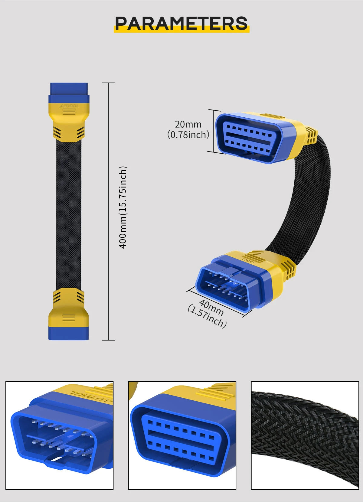 AUTOOL Car OBD2 II Enhanced Flexible Extension Male to Female Cable for Launch Easydiag/THINKDIAG/THINKDRIVER/ELM327 OBDII Cable