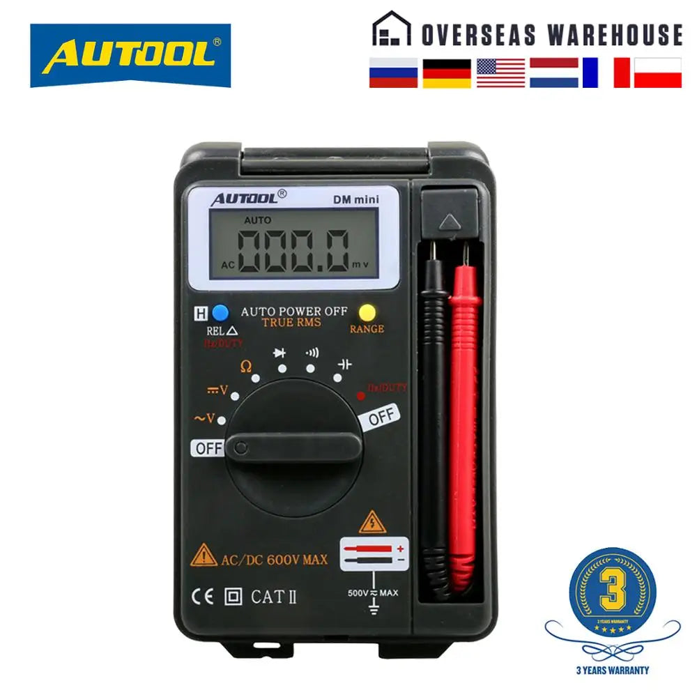 AUTOOL DM Mini Multimeters Integrated DC Short Circuit Test True RMS Auto Range Tester Electrician Handheld Digital Multimeter