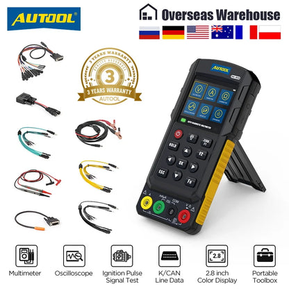 AUTOOL DM303 Auto Diagnostic Multimeter Car Circuit Tester with K/CAN/Oscilloscope/Cranking/Analog Signal/Injector/Relay Test