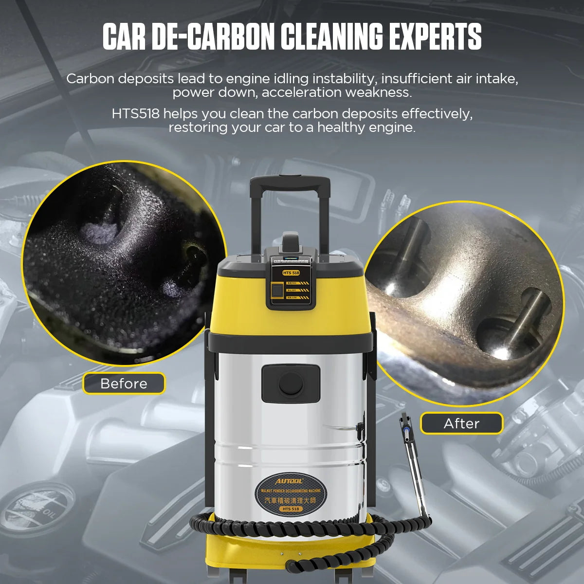 Vehicle Intake Cleaner AUTOOL HTS518 Car Engine Carbon Deposition Cleaner Intake Pipe Valve ...