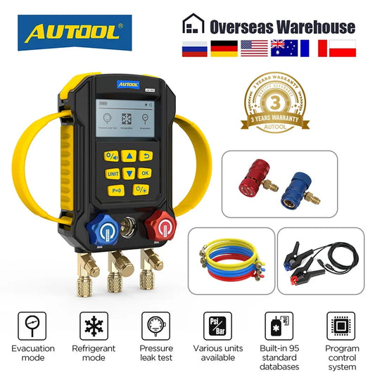 AUTOOL LM160 Digital Manifold Gauge for Refrigerant filling & pressure inspection 96 Databases HVAC Vacuum Leak&Temperature Test