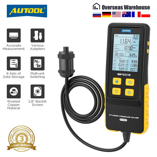 AUTOOL PT610 Digital Display 0-426 PSI Cylinder Pressure Gauge Automotive Tool for Motorcycle Car Truck