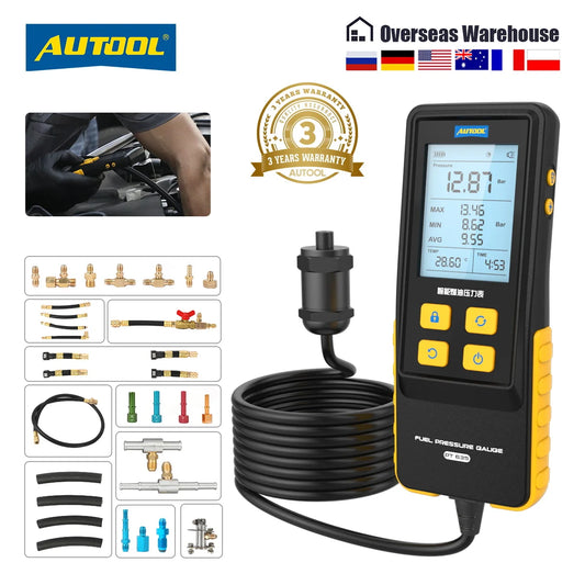 AUTOOL PT635 Automobile Fuel Pressure Gauge 0-426 PSI Digital Display Automotive Tool for Motorcycle Car Truck