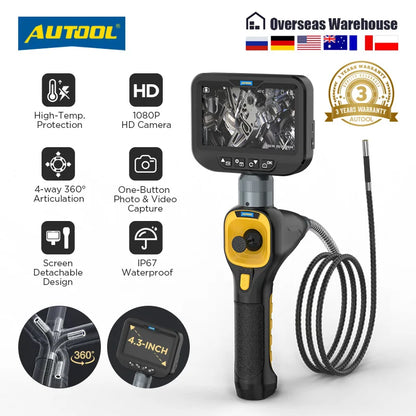 AUTOOL SVB308 1080 HD Automotive Industrial Endoscope with Light  Autofocus Endoscope Inspection Camera Lens for IMG & Video